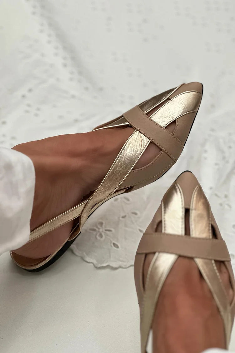 Goldene Slingback-Ballerinas mit Cut-Out und spitzem Design
