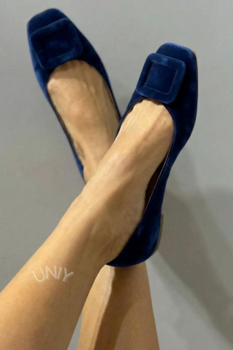 Velsche Ballerinas mit quadratischer Spitze und Schnalle