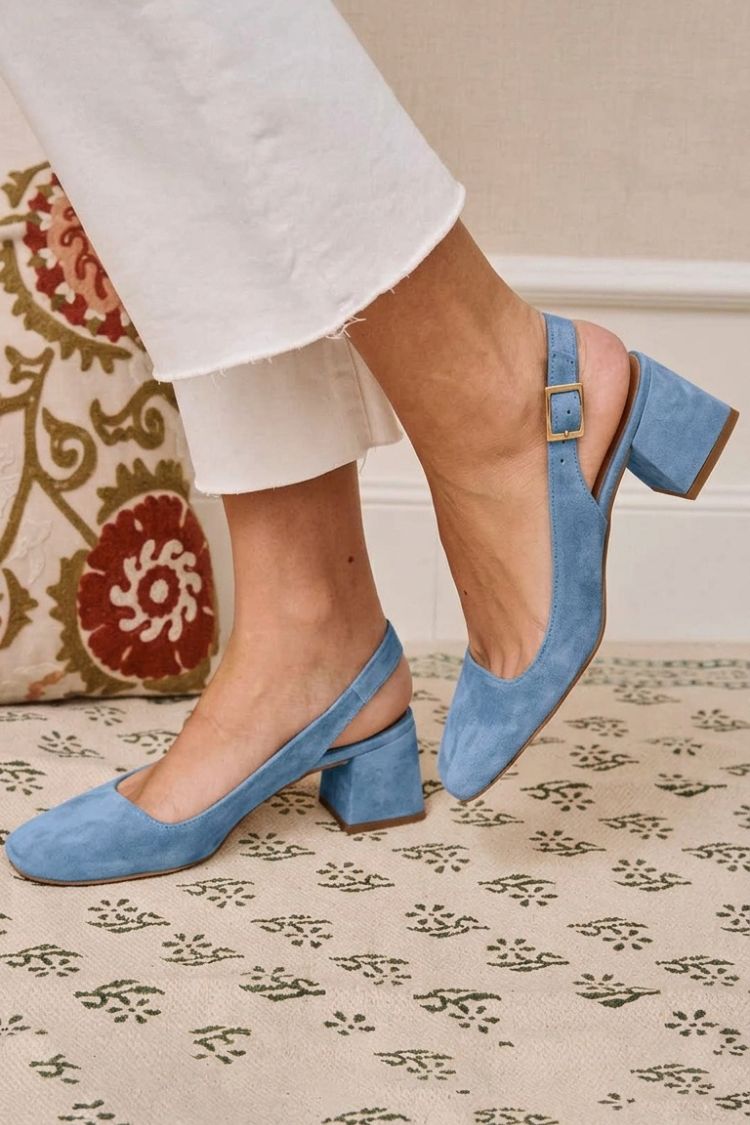 Khaki Chunky Slingback-Pumps mit Quadratischer Spitze und Schnalle