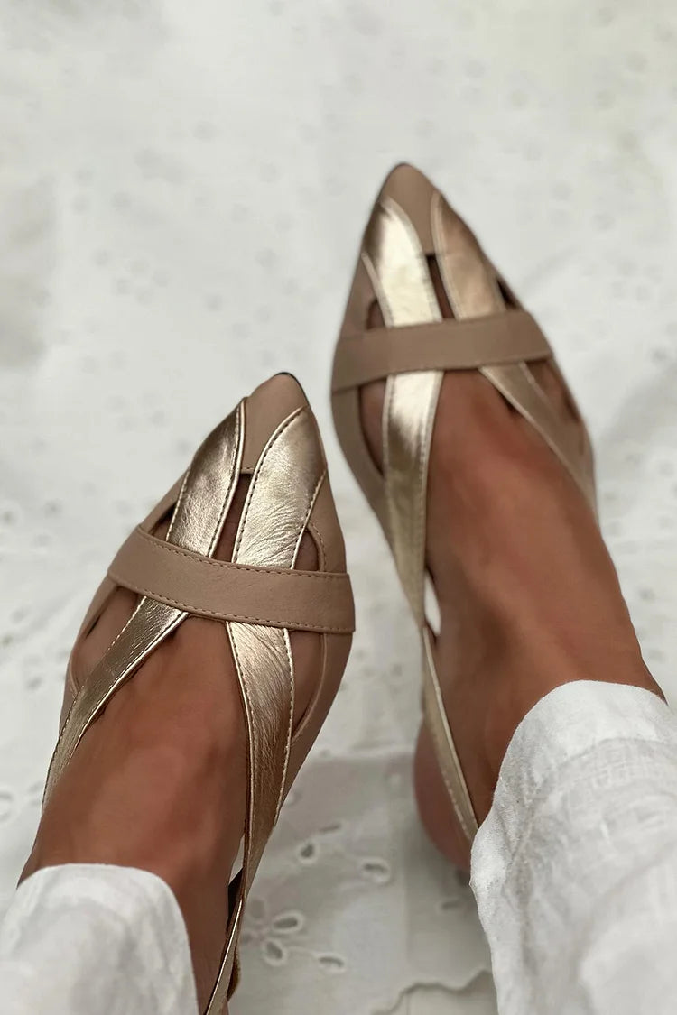 Goldene Slingback-Ballerinas mit Cut-Out und spitzem Design