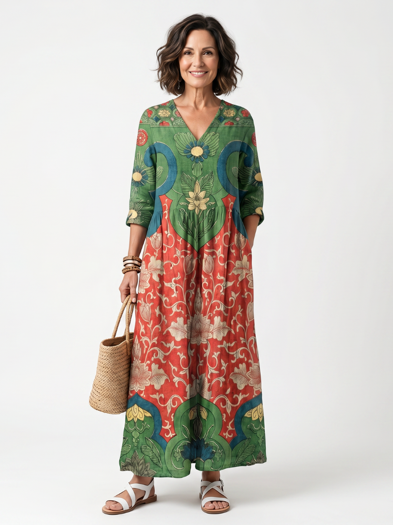 Sloane | Midi-Dress mit V-Ausschnitt