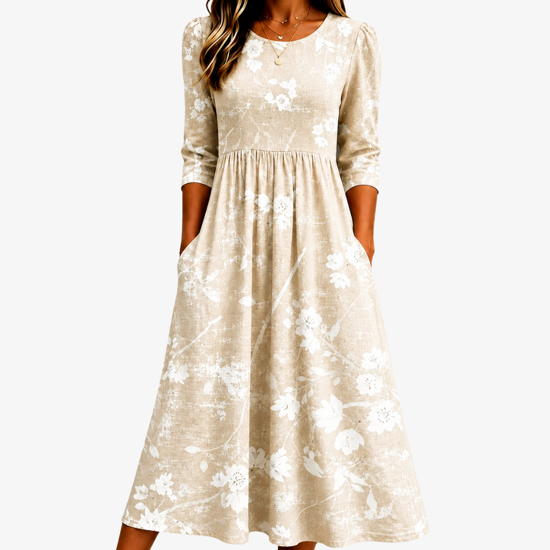 Blumenmuster Midi Kleid