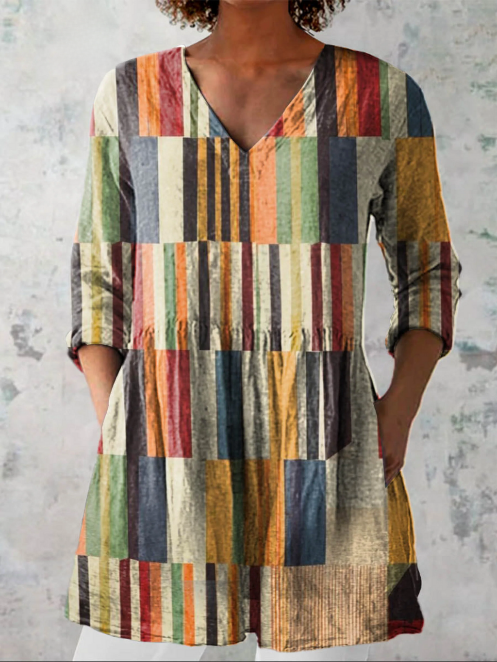 Avery | Lange Bluse mit auffälligem Muster