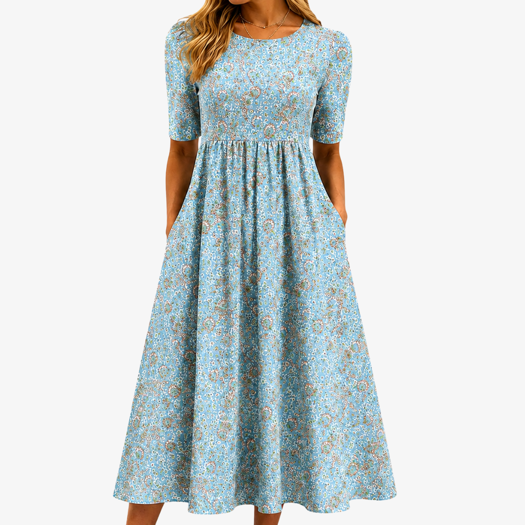 Strand-Maxi-Kleid mit Mosaikdesign und Taschen