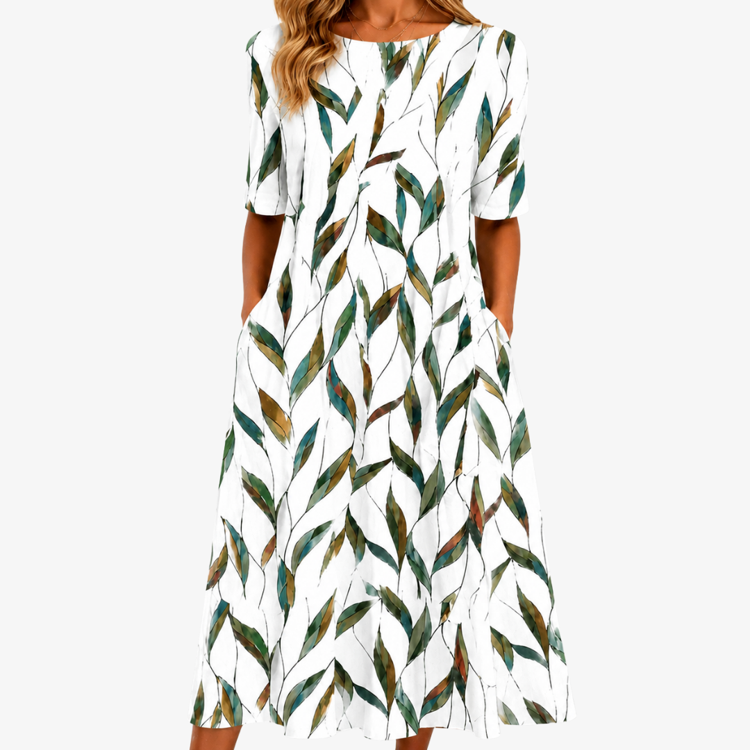 Midikleid mit botanischem Muster und Taschen - Willow Meadow