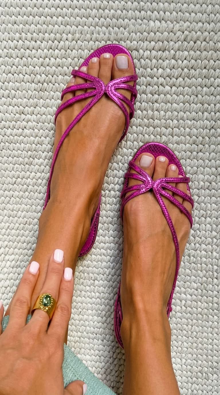 Schlangenleder-Effekt Sandalen mit Riemen in metallischem Glanz
