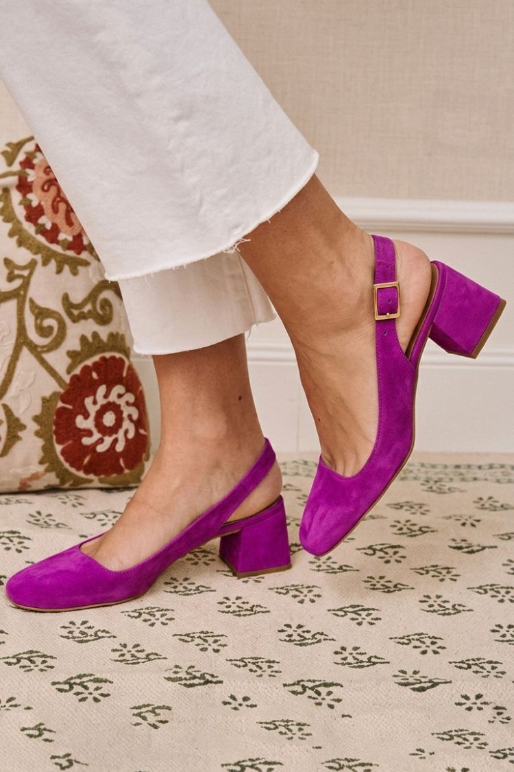 Khaki Chunky Slingback-Pumps mit Quadratischer Spitze und Schnalle