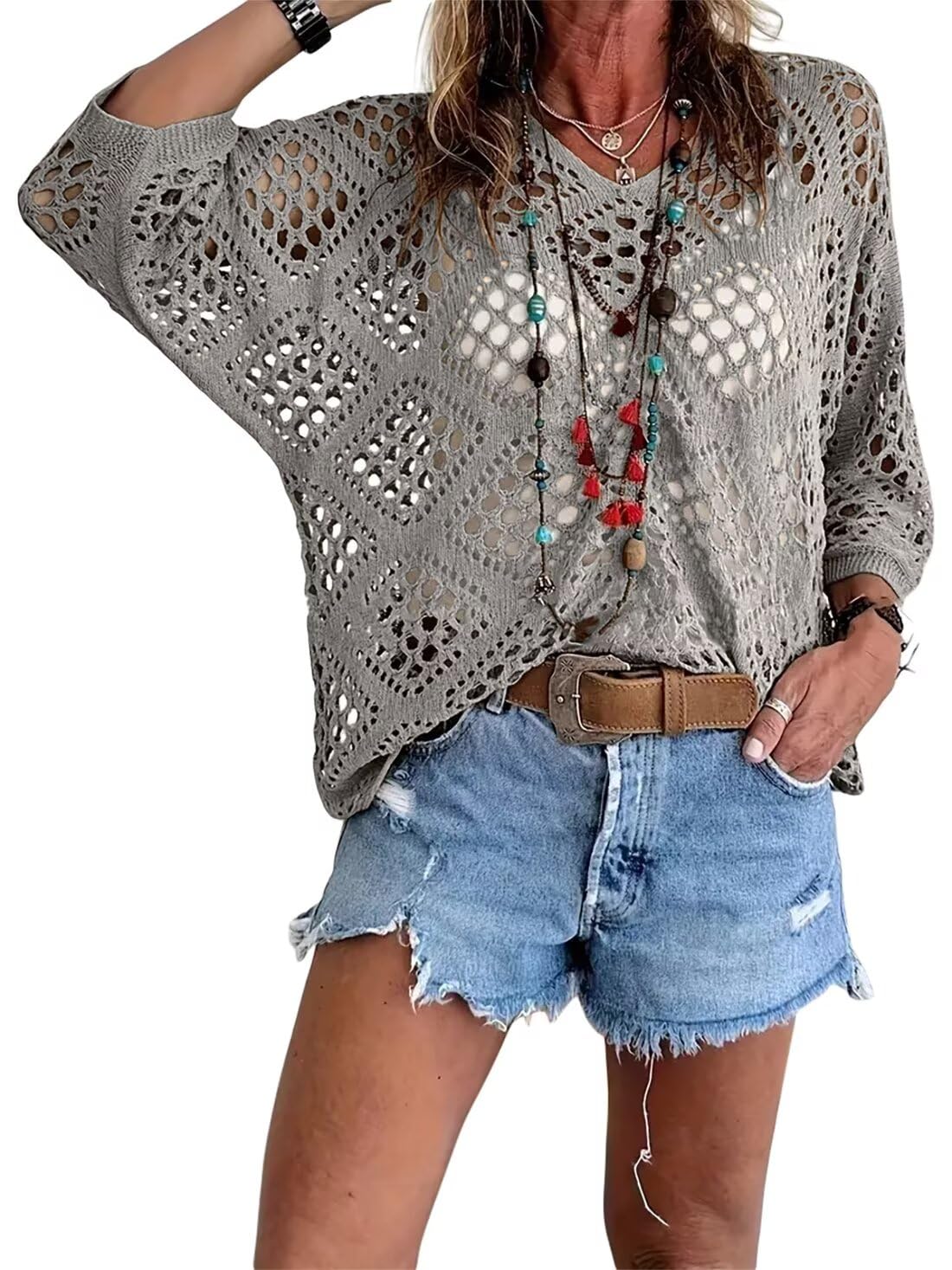 Marielle™ | Top bohème en crochet avec col V