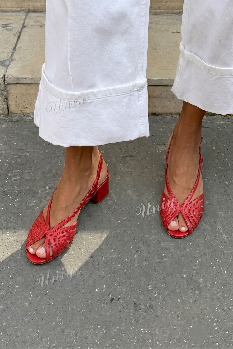 Roségoldene Metallic Slingback Peeptoe Pumps mit geflochtenem Blockabsatz
