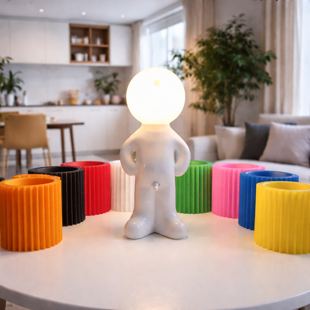 LeuchtMann™ – Lampe de table décorative avec abat-jour coloré