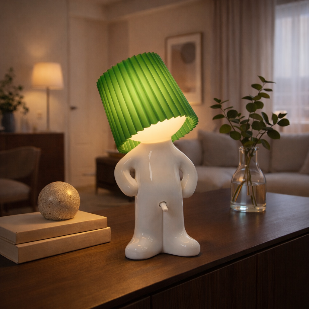 LeuchtMann™ – Lampe de table décorative avec abat-jour coloré