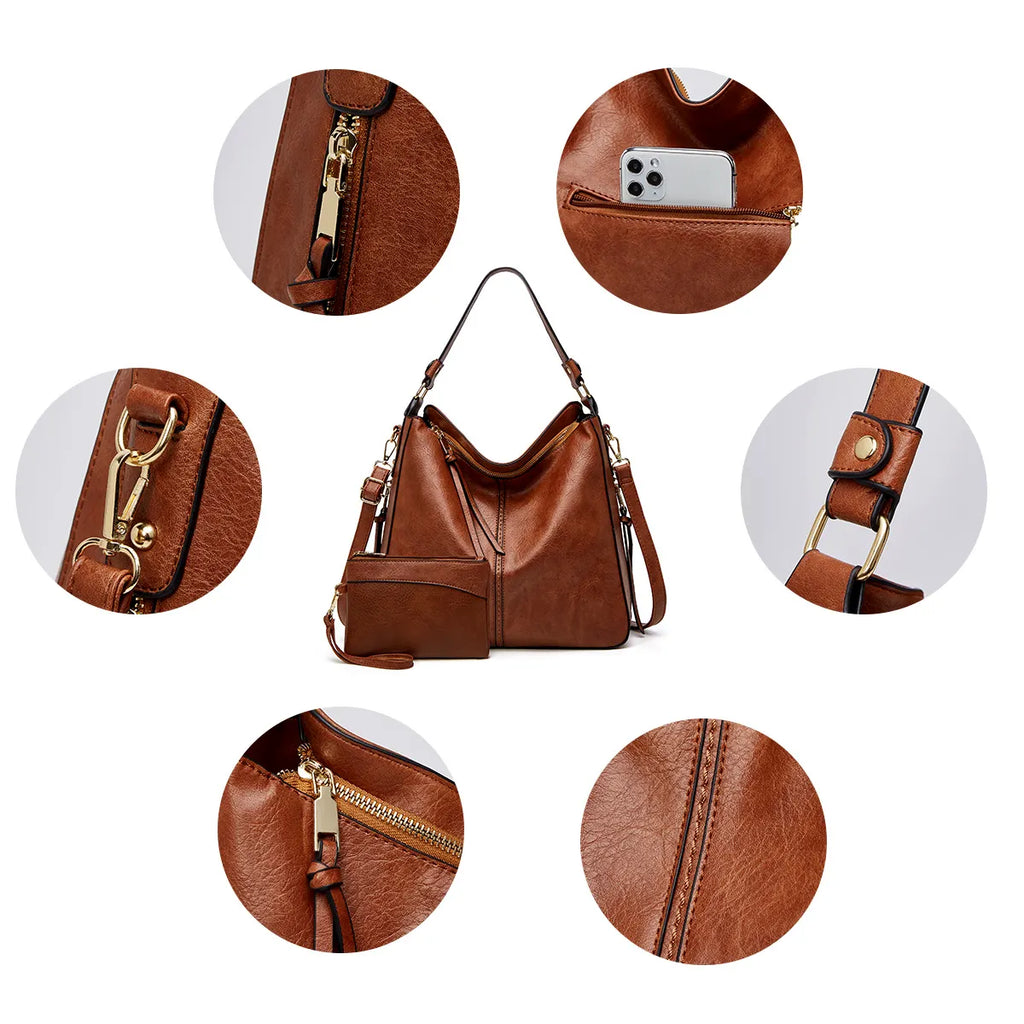 Luxueux sac à main hobo antivol en cuir