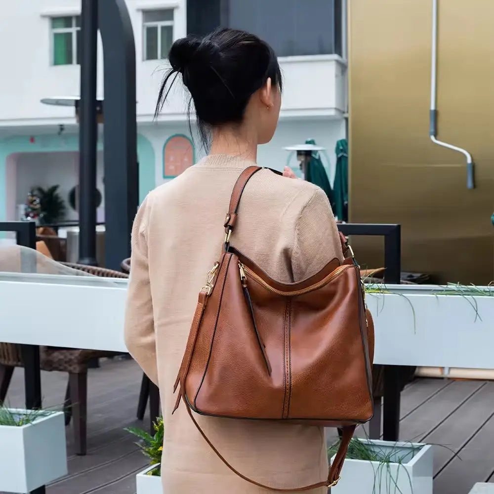 Luxueux sac à main hobo antivol en cuir