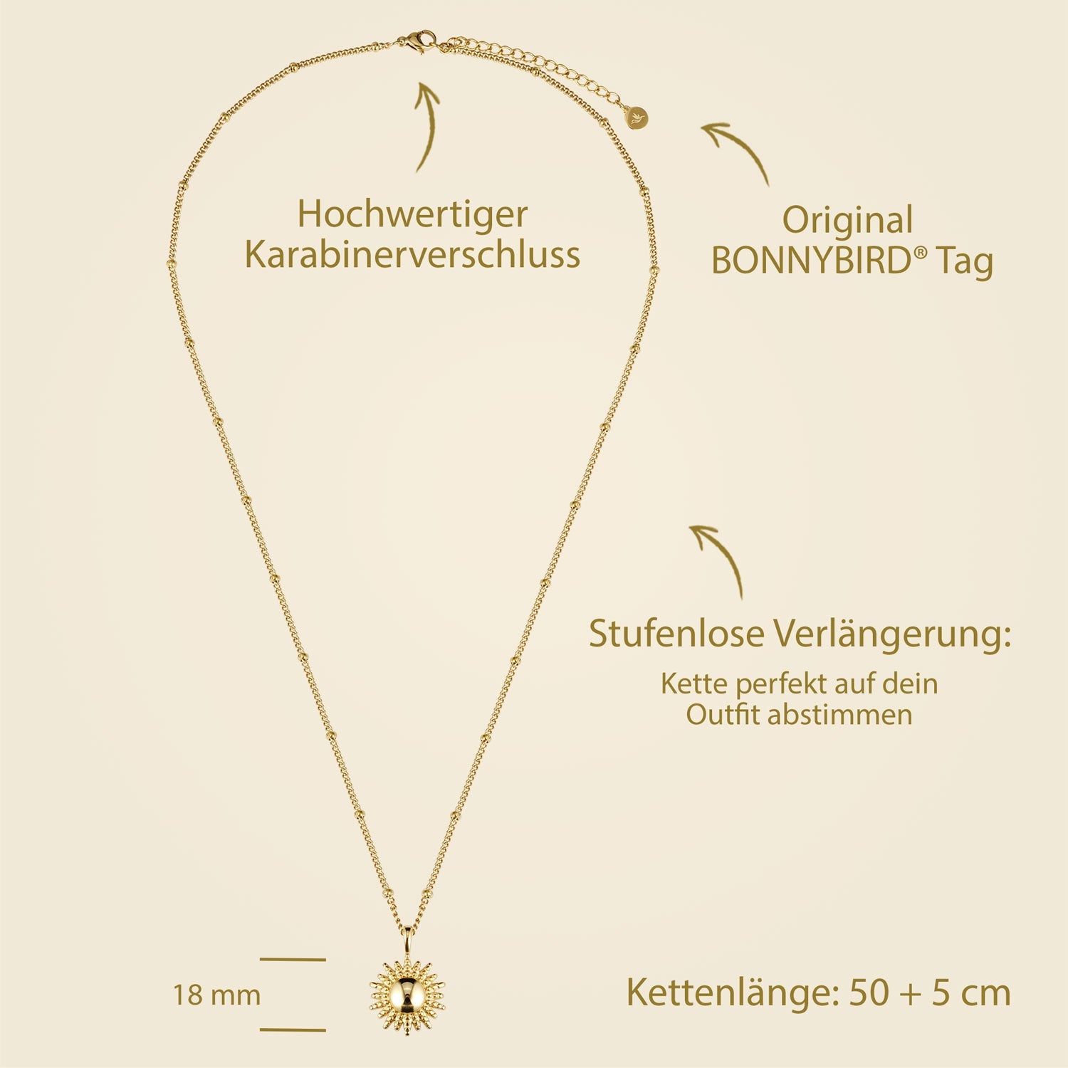 Bundle : collier BonnySun + boucles d'oreilles soleil en or