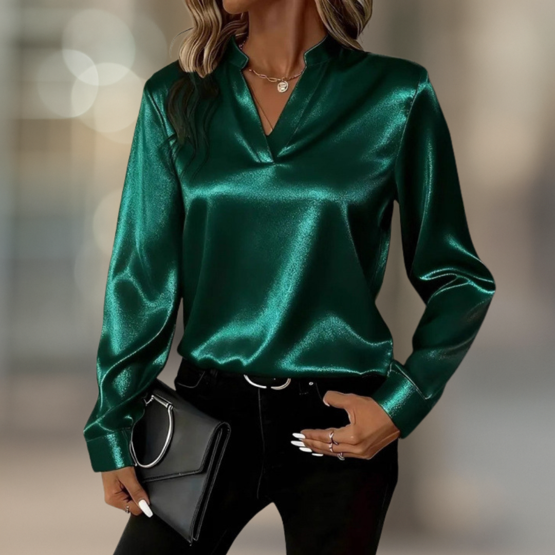 Blouse femme Lumière Elegant Luxe Satin à col V