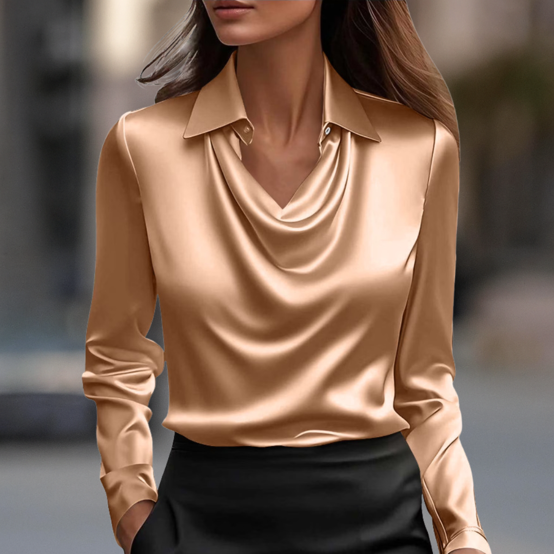 Blouse drapée en satin Milan Chic au fini soyeux