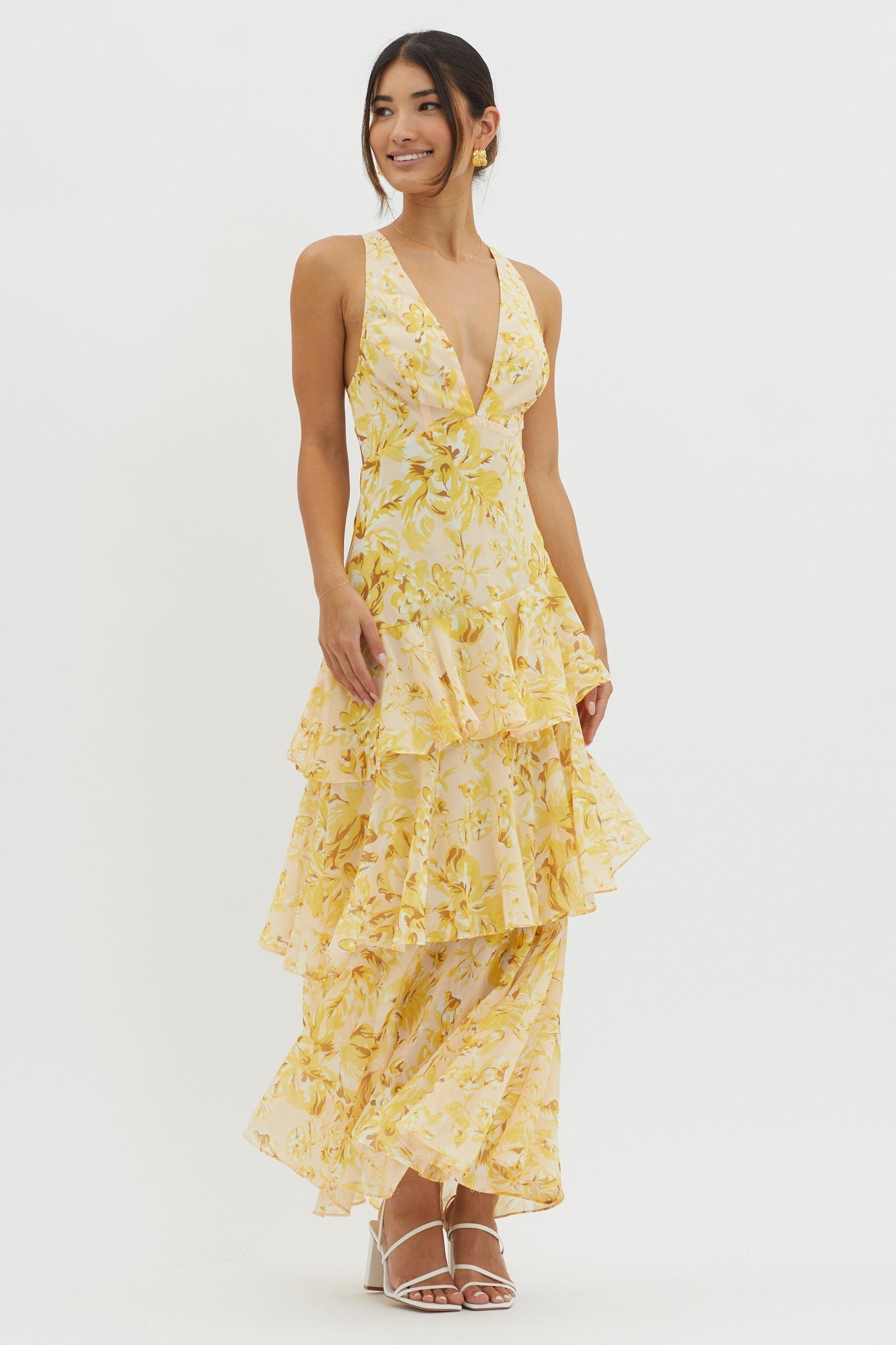 LISA | Floral Ruffled Maxi Dress