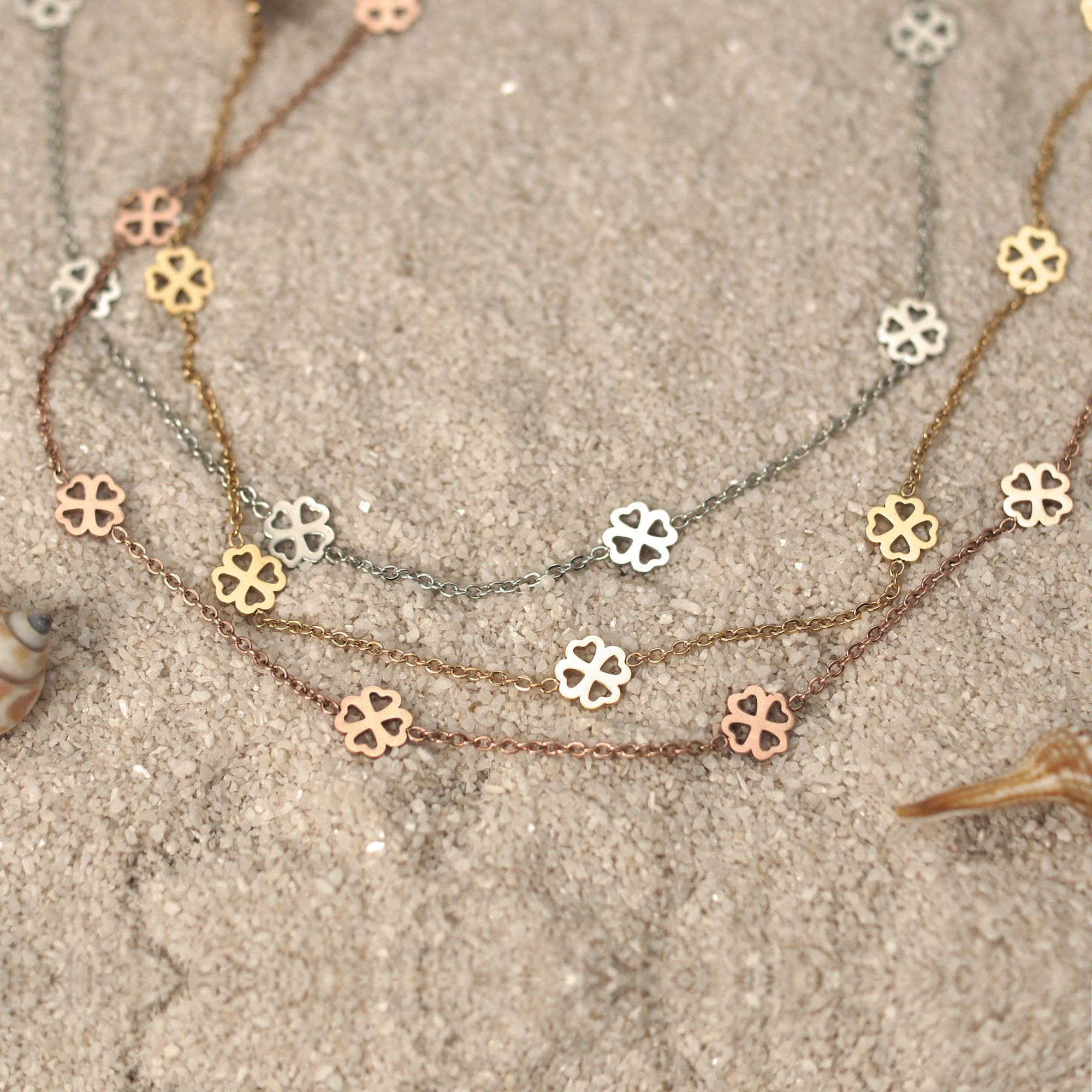 BonnyBliss collier trèfle rose