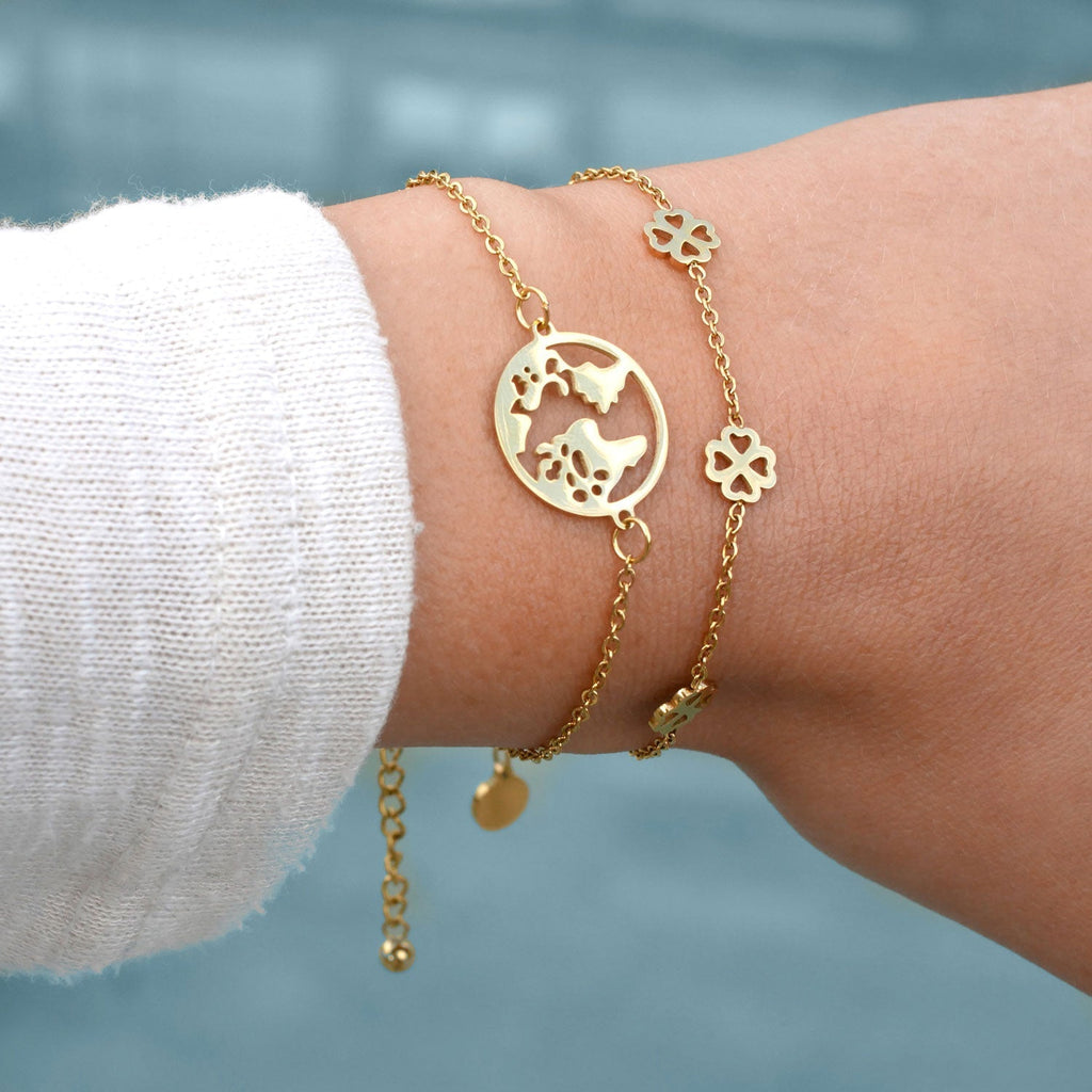 Bundle : collier feuille de trèfle BonnyBliss + bracelet en or
