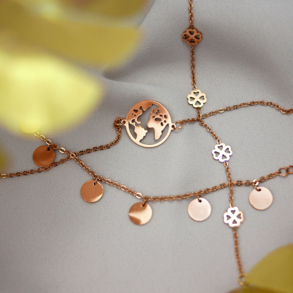 Bundle : Collier BonnyBliss Trèfle + Bracelet Or rose