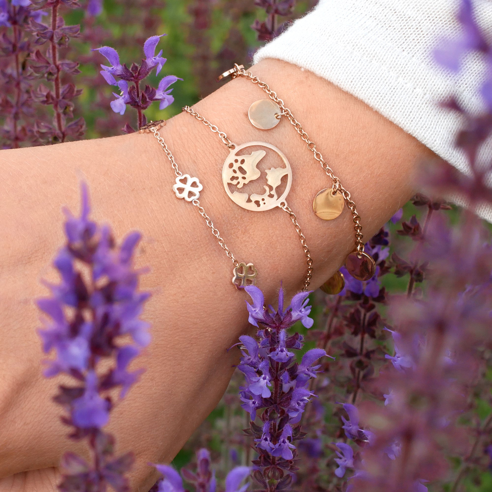 Bundle : Collier BonnyBliss Trèfle + Bracelet Or rose