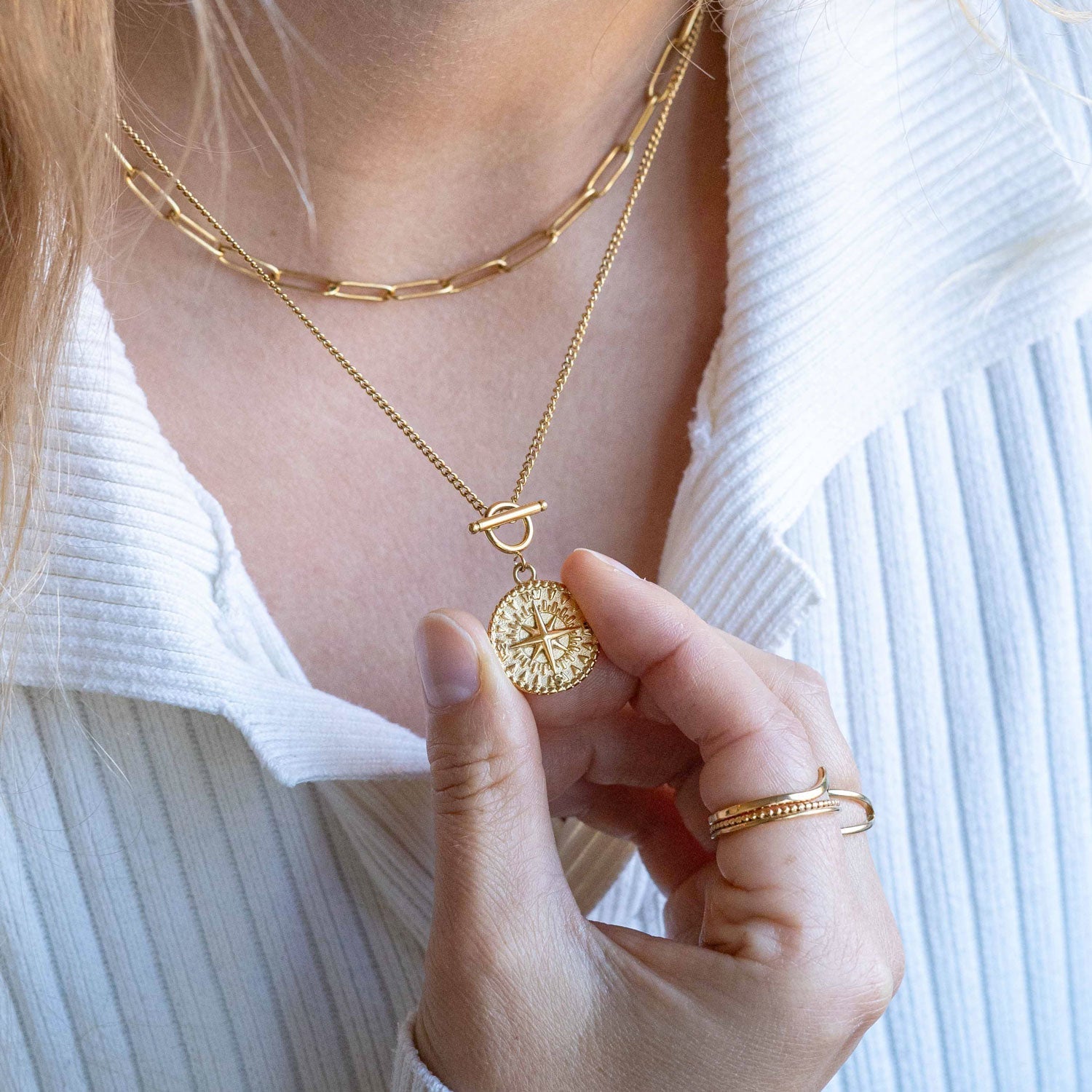 Collier BonnyCompass avec pendentif boussole or