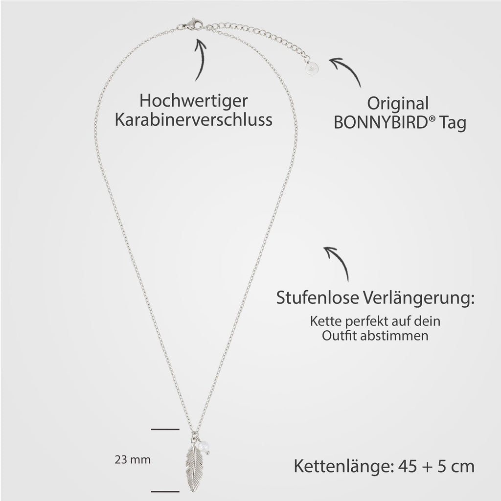 BonnyFeather collier plume argent
