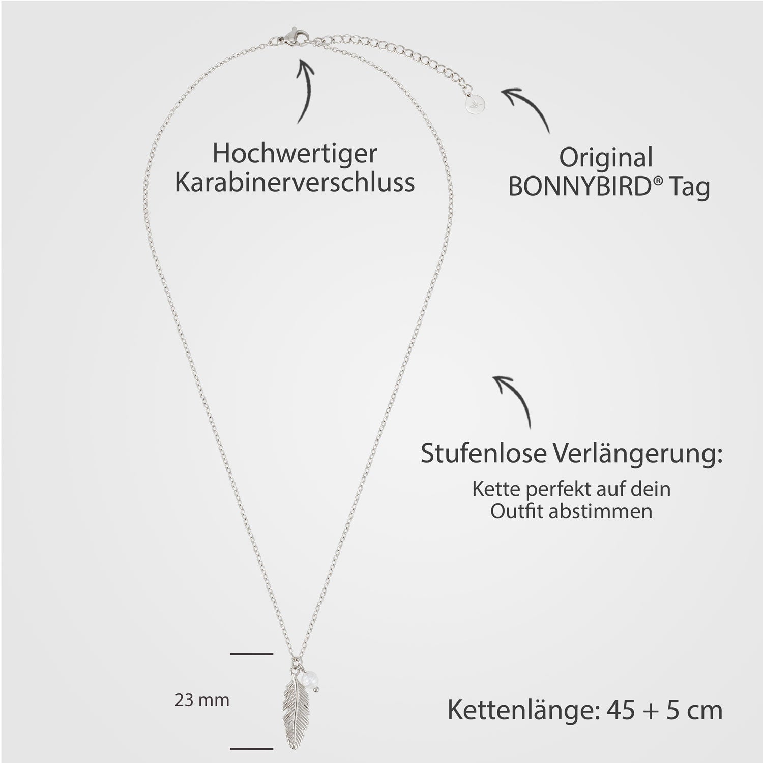 BonnyFeather collier plume argent