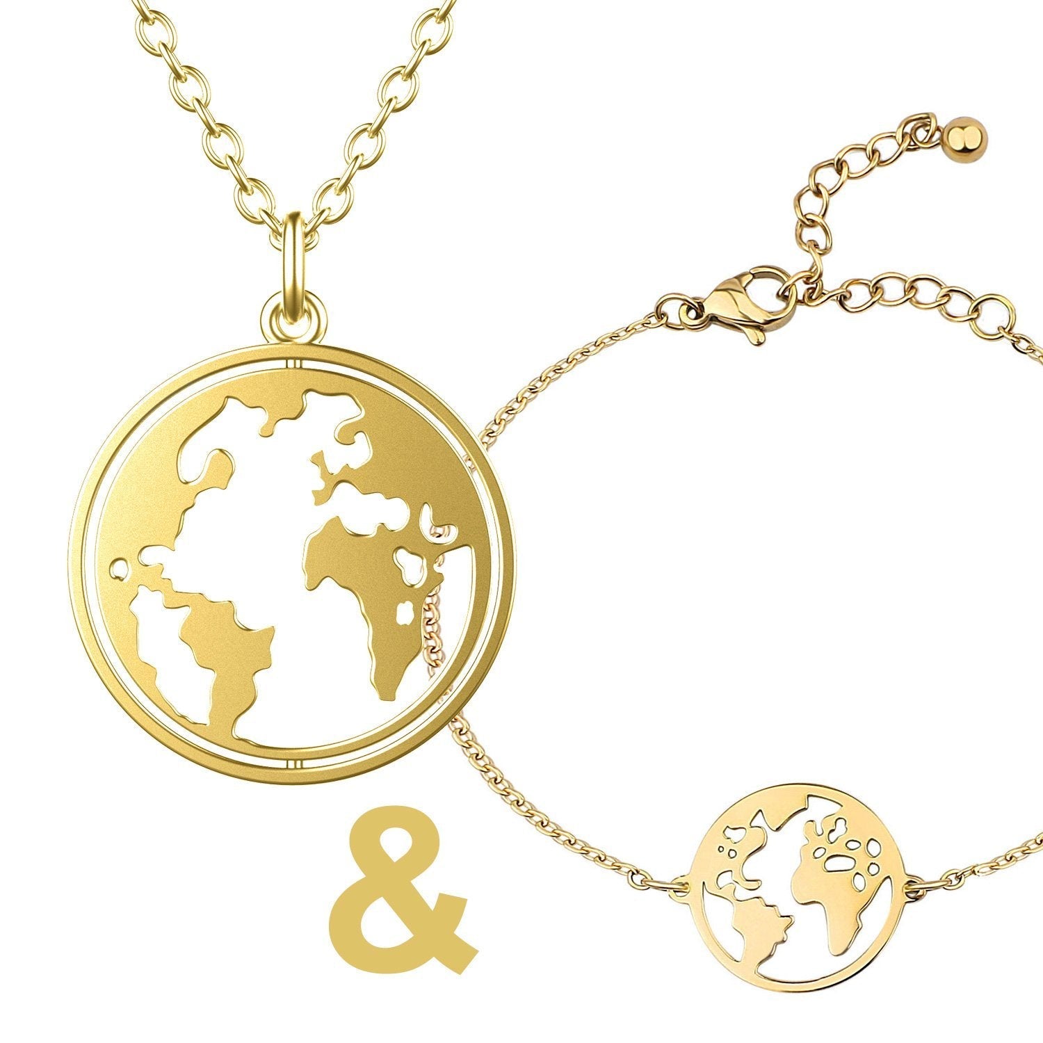 Bundle : collier globe BonnyWorld + bracelet en or