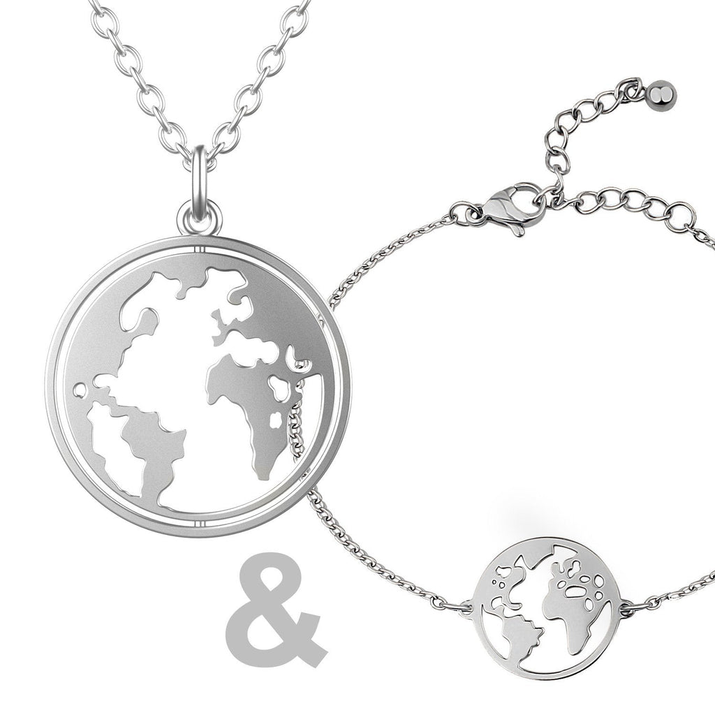 Bundle : collier globe BonnyWorld + bracelet en argent