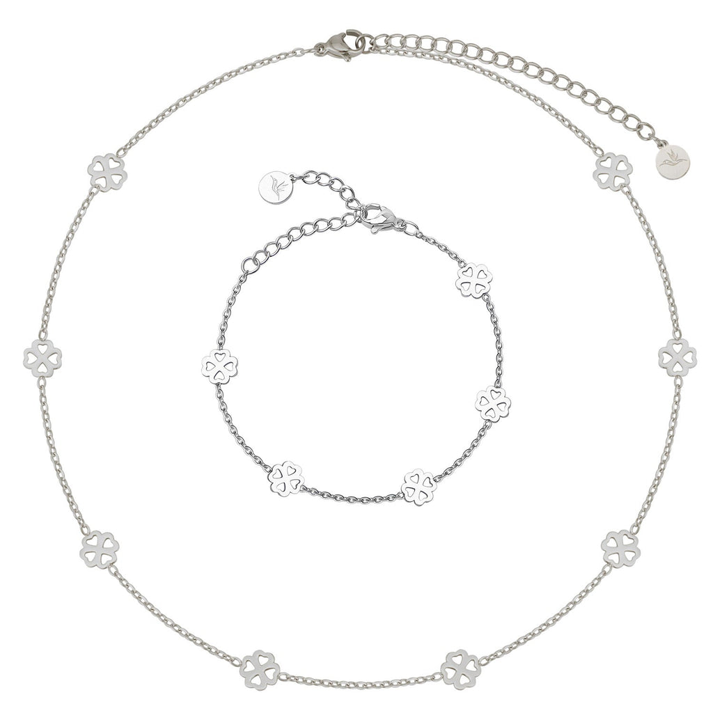 Bundle : Collier BonnyBliss Trèfle + Bracelet Argent