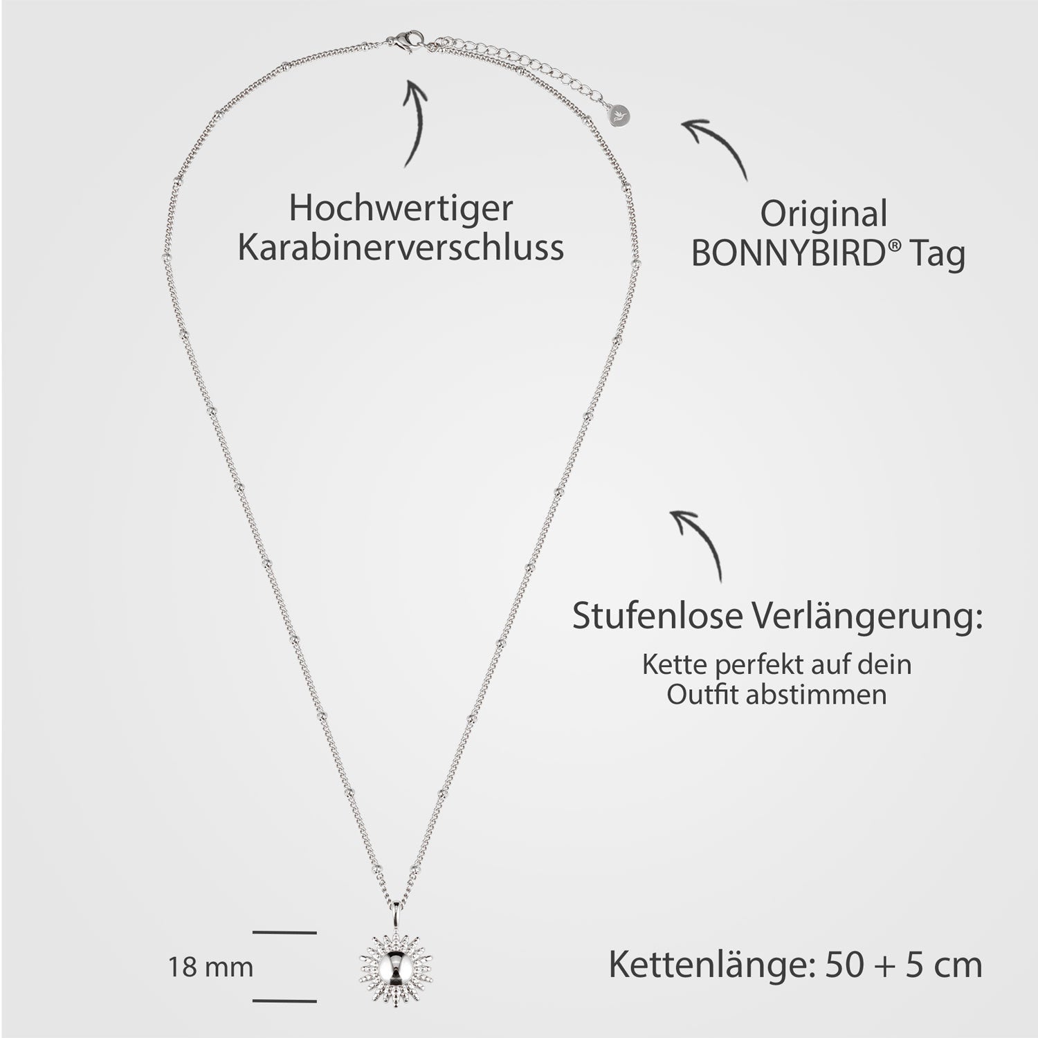Bundle : collier BonnySun + boucles d'oreilles soleil en argent
