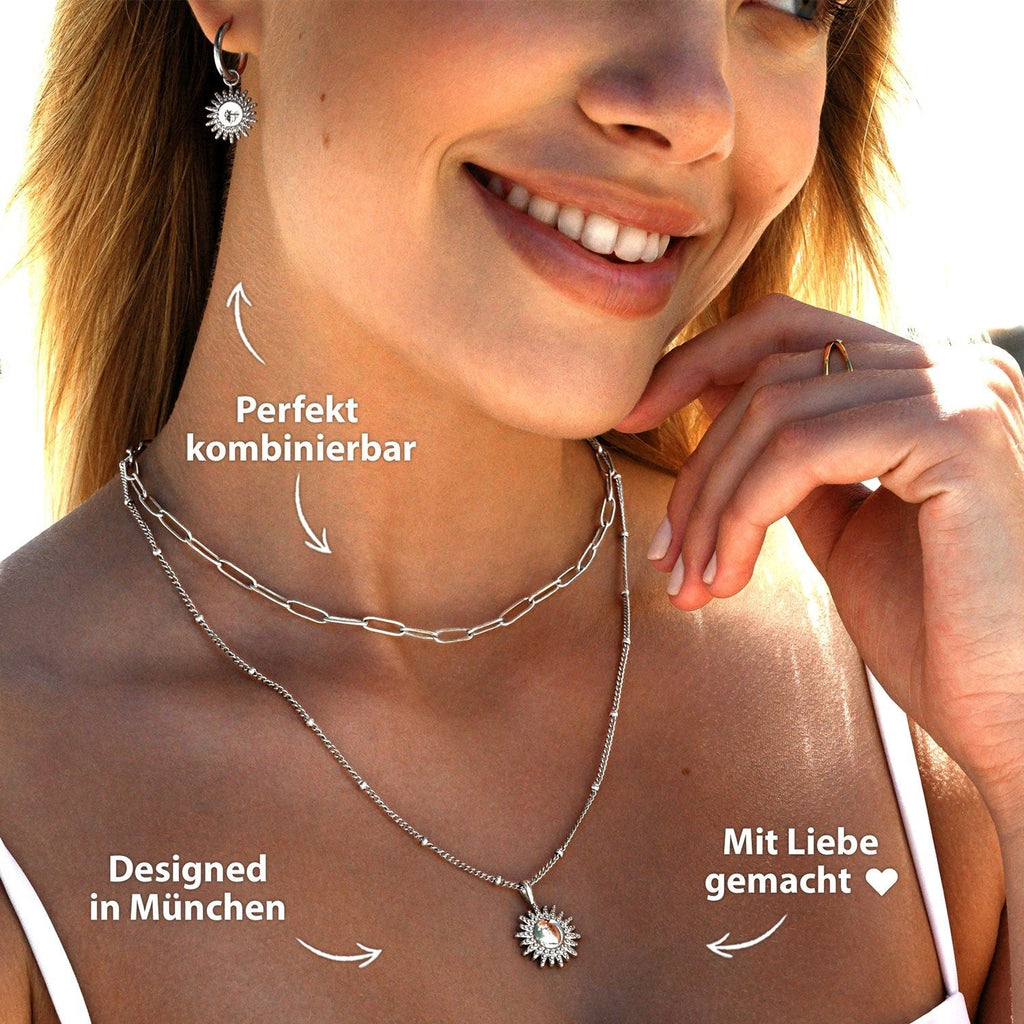 Bundle : collier BonnySun + boucles d'oreilles soleil en argent