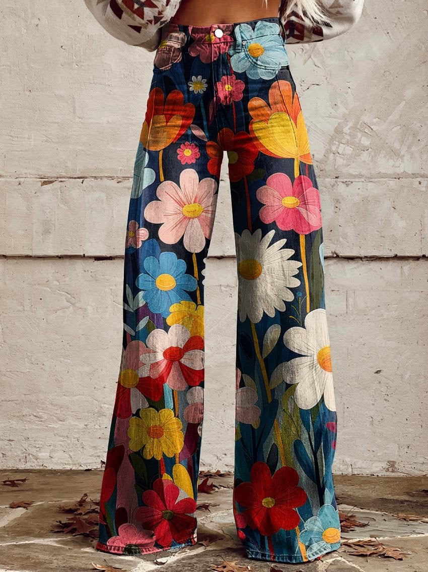 Léna - Pantalon ample motif fleuri