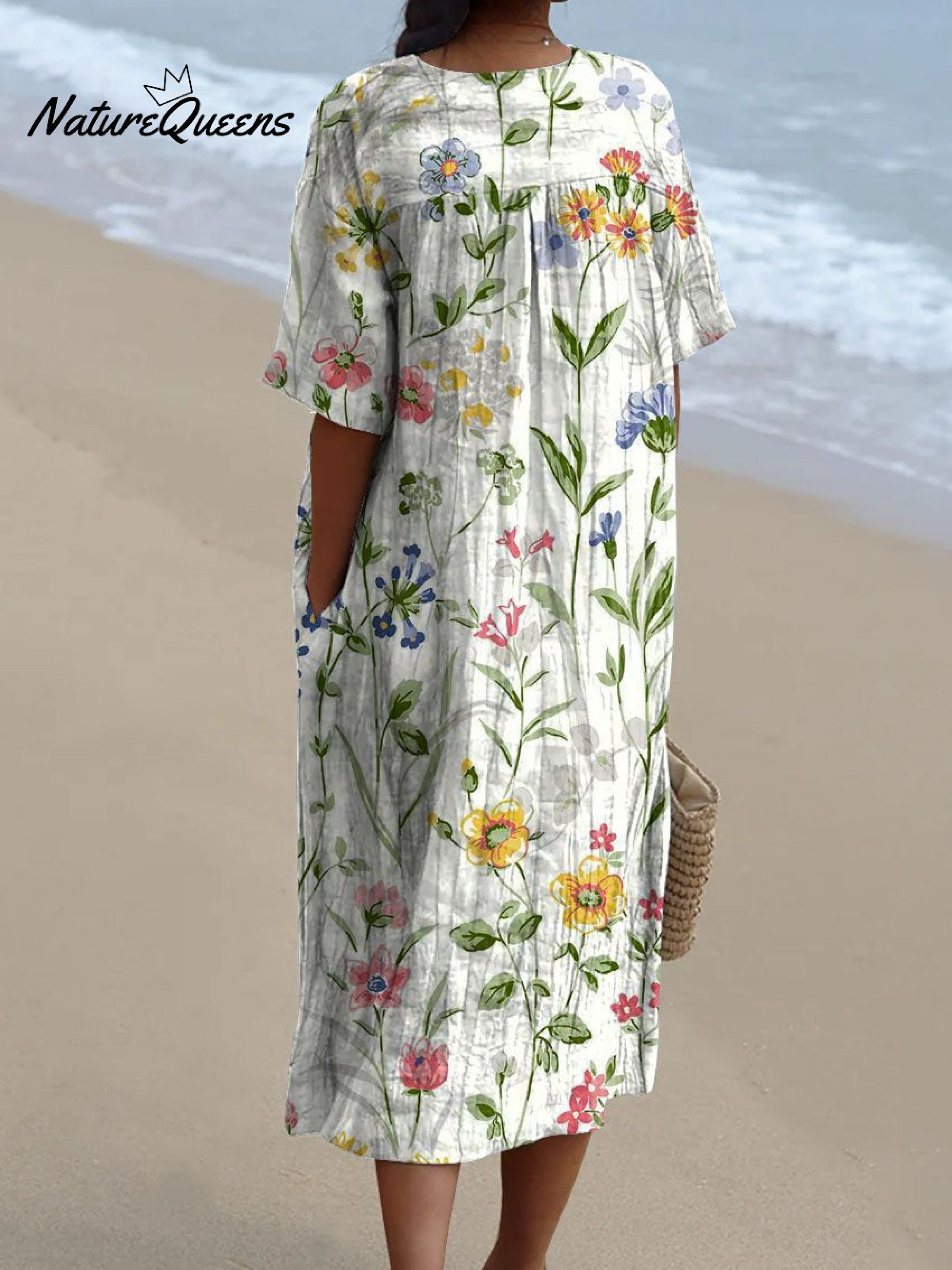 Robe fluide décontractée à fleurs vintage pour femmes