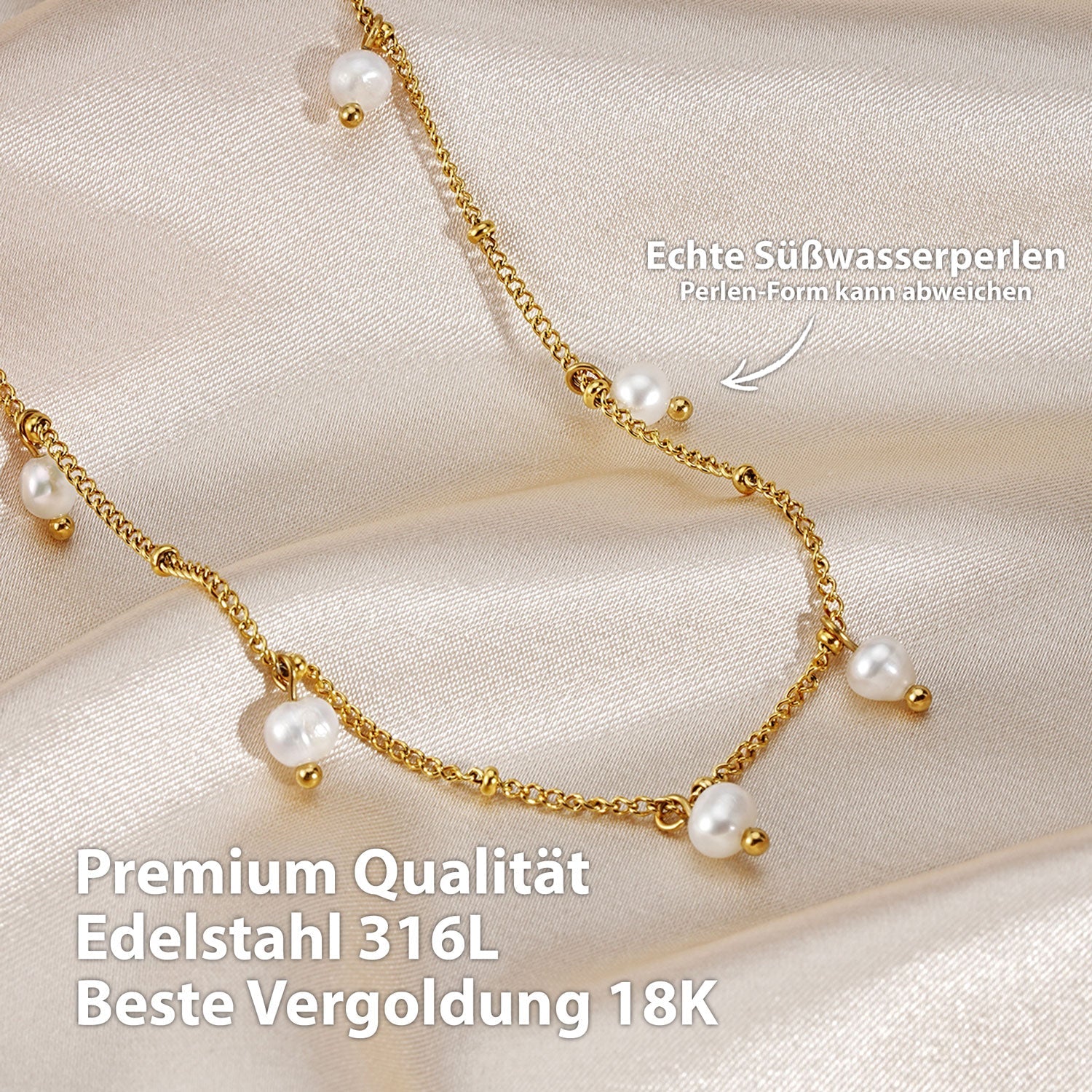 Collier BonnyOcean en or avec véritables perles d'eau douce