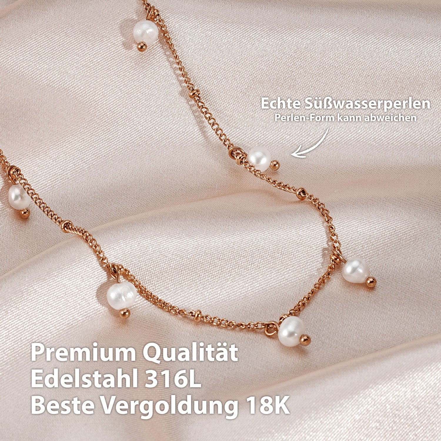 Collier BonnyOcean en or rose avec de véritables perles d'eau douce