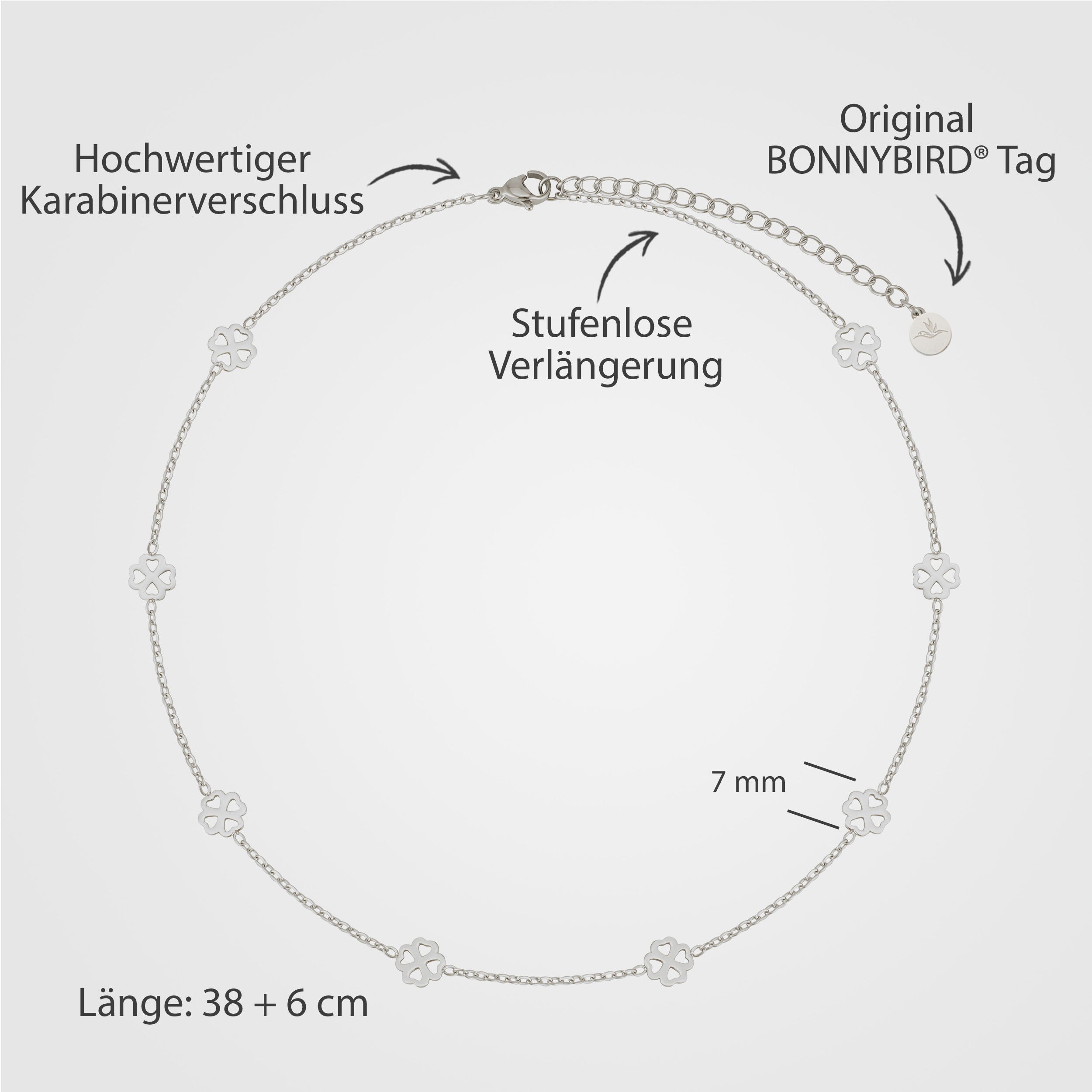 BonnyBliss collier trèfle argent