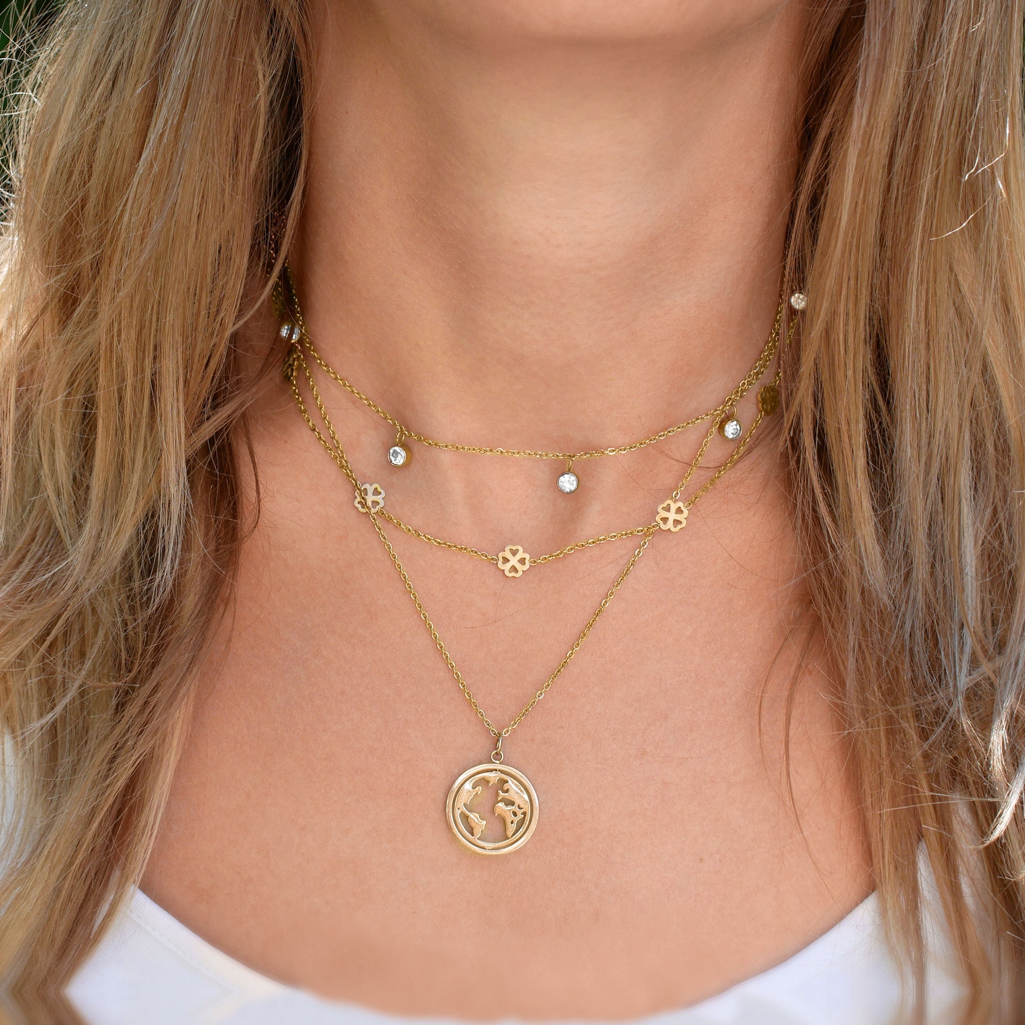 BonnyBliss collier trèfle feuille or