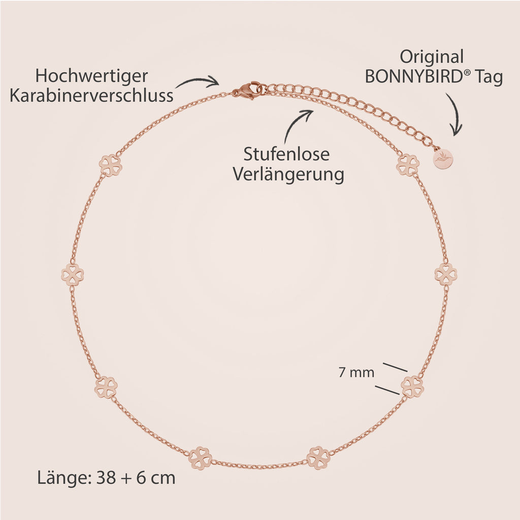 BonnyBliss collier trèfle rose