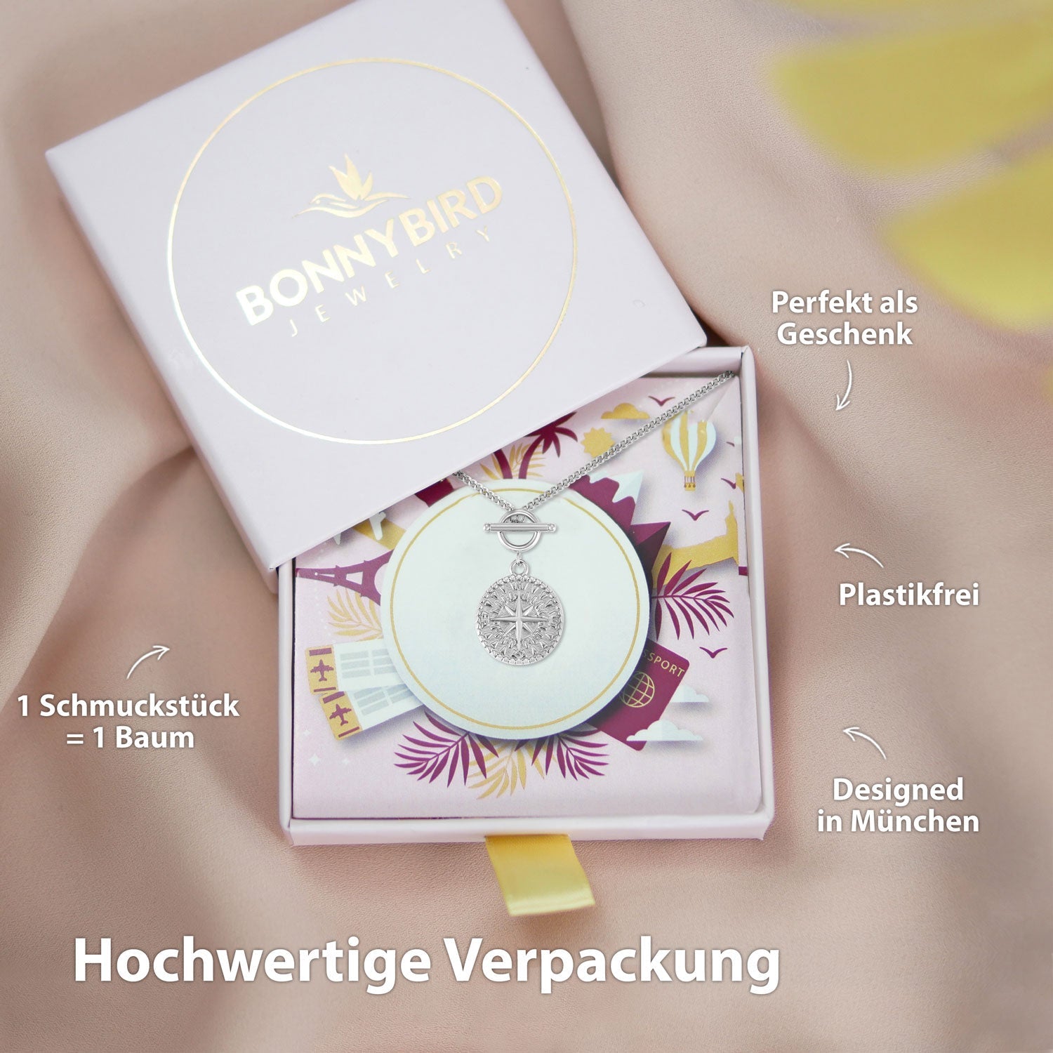Collier BonnyCompass avec pendentif boussole argent