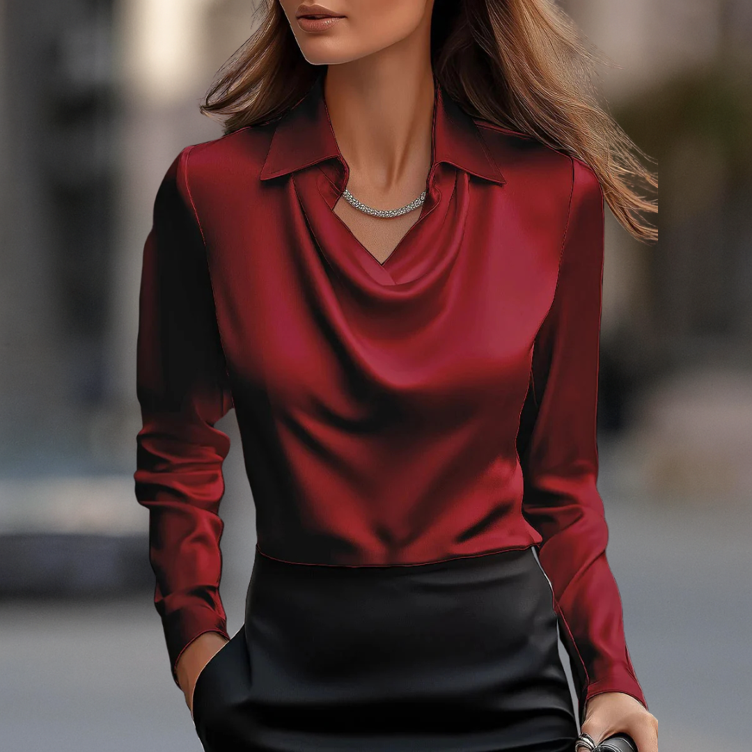 Blouse drapée en satin Milan Chic au fini soyeux