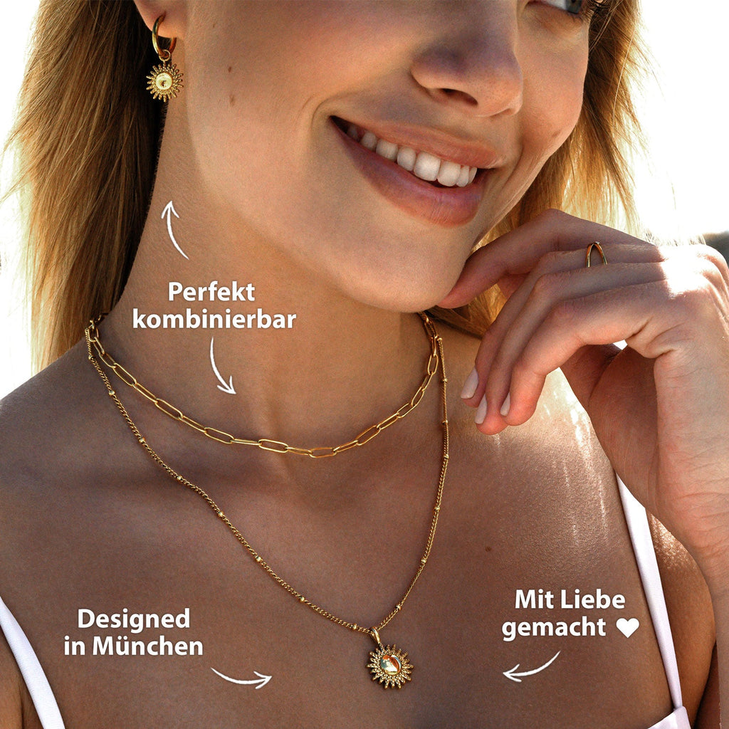 Bundle : collier BonnySun + boucles d'oreilles soleil en or