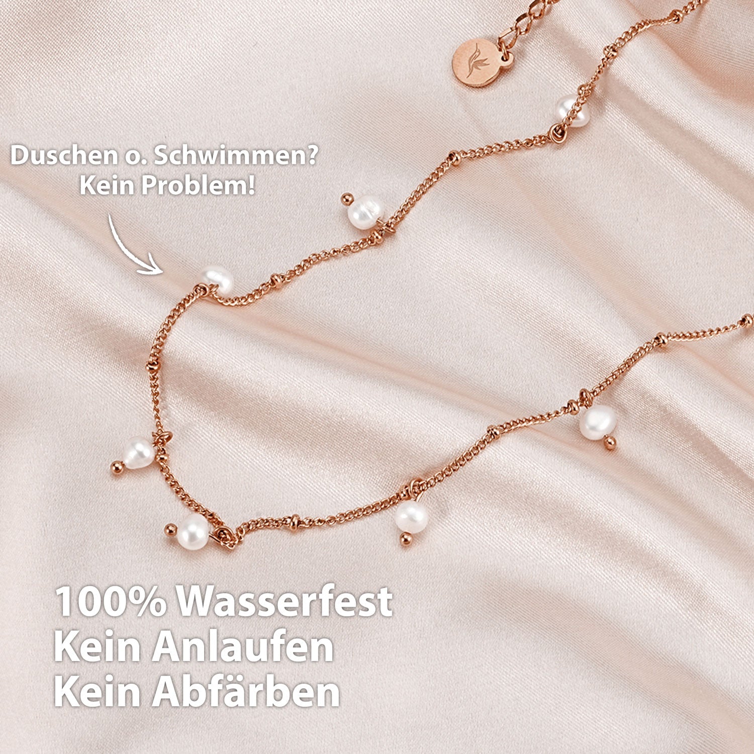 Collier BonnyOcean en or rose avec de véritables perles d'eau douce