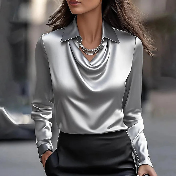 Blouse drapée en satin Milan Chic au fini soyeux