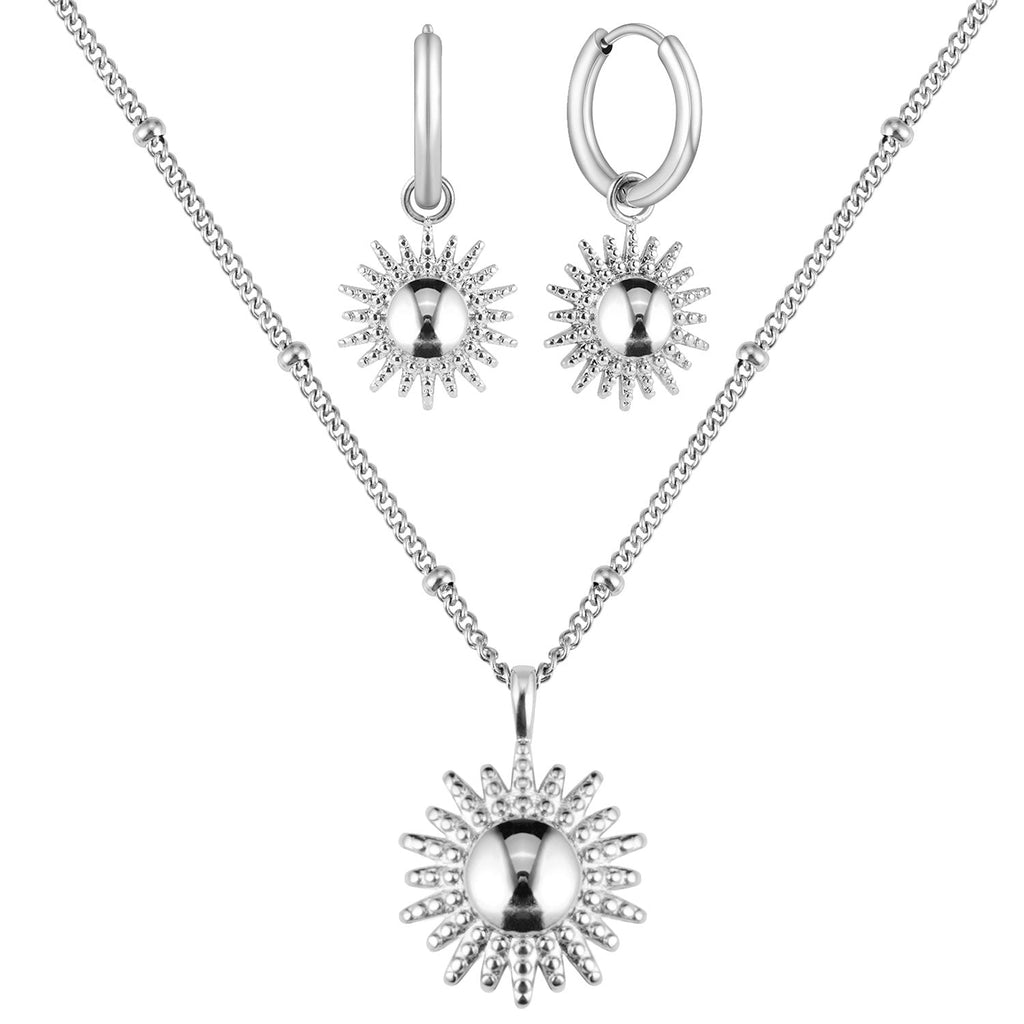 Bundle : collier BonnySun + boucles d'oreilles soleil en argent