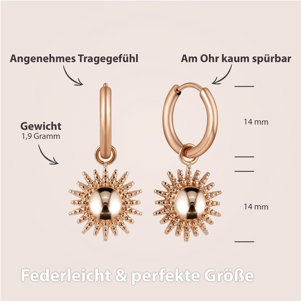 Bundle : collier BonnySun + boucles d'oreilles soleil en or rose